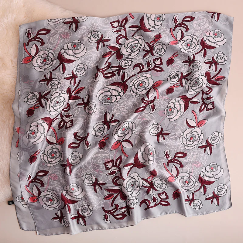 Wholesale 2020 latest summer beach shawl wraps fashion grey flower print oversize long women korean silk scarf