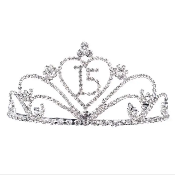 2022 New Sweet 15 Fifteen 15th Birthday Party coronas de Clear White Austrian Rhinestone Tiara Crown