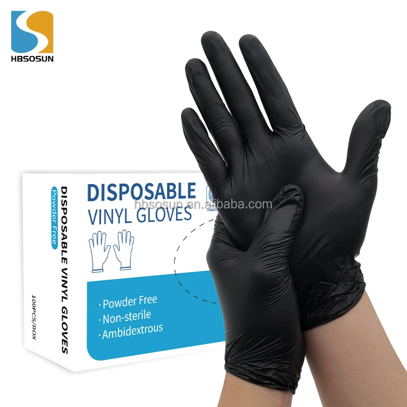100PCS PVC Vinyl Black Waterproof Comfortable Household Working Dishwashing Cleaning Hand Gloves