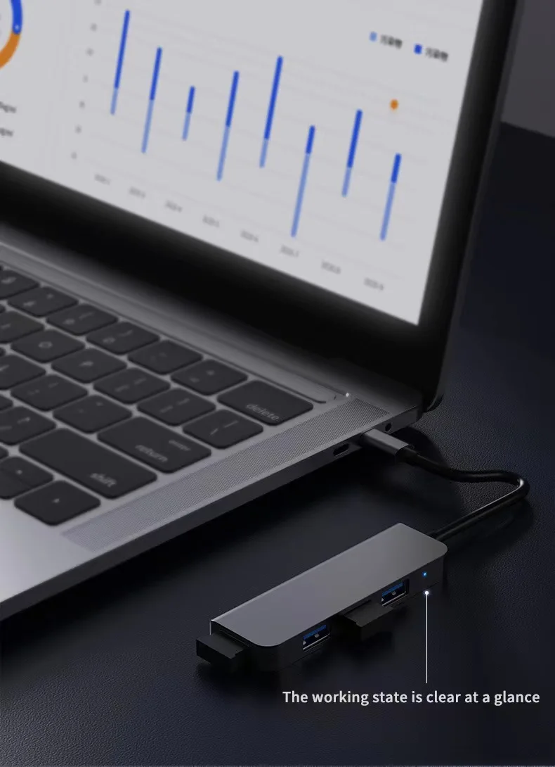 HBNKH Multiufunction Adapter Usb Type c Hub  for MacBook Pro and Type C Windows Laptops 4 port Type-c hub