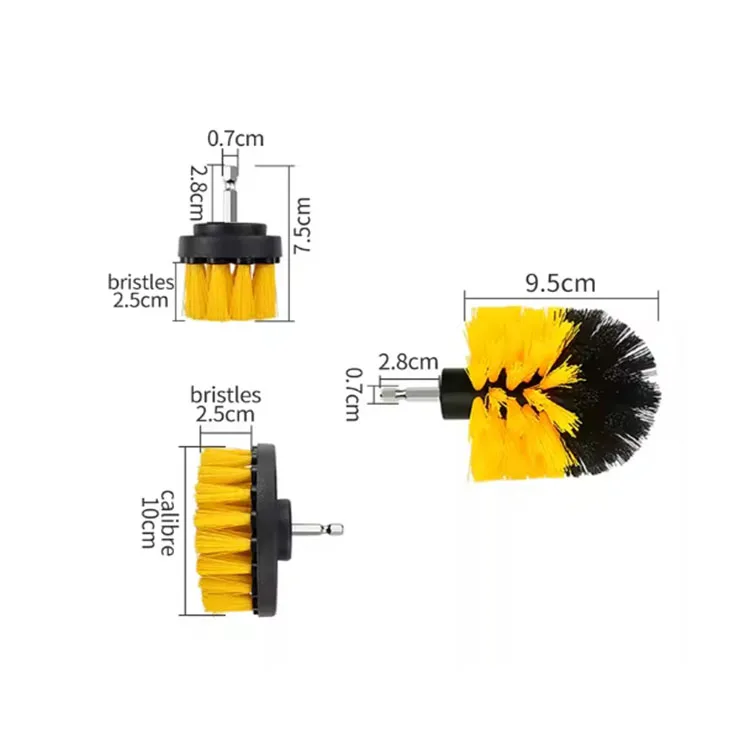 3pcs Eco-Friendly Power Scrubber Brush Set Wholesale Drill Cleaning Brushes for Toilet Car Pet Floor Made of Plastic Wood