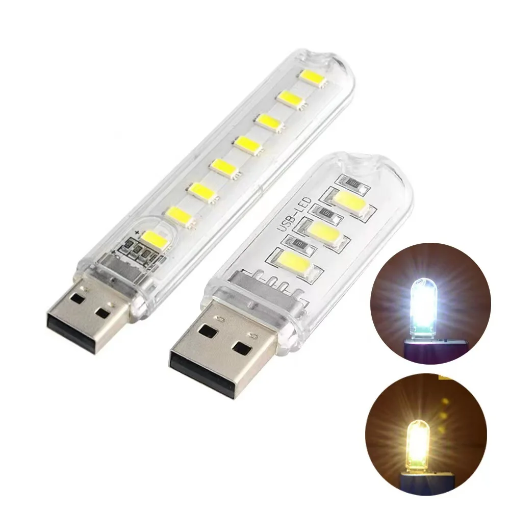 3V-5V Touch Switch 3 LED 8 LED 24 LED Portable LED USB Plug Night Light Bulb for Laptop Dormitory
