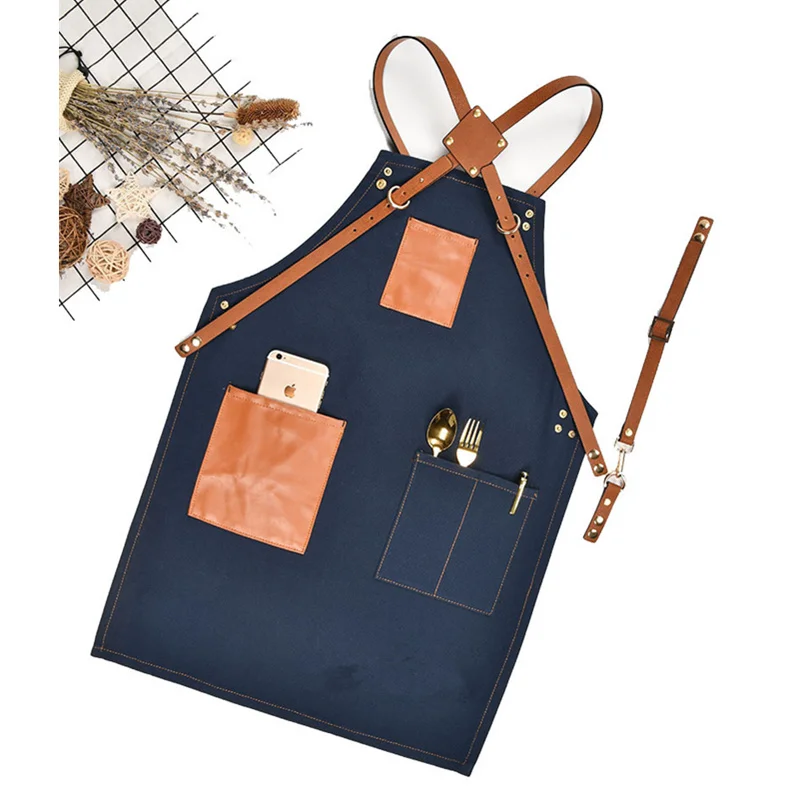
Best selling kitchen canvas apron tool waist painting art tools unisex personalised antifouling organic cotton cleaning apron 