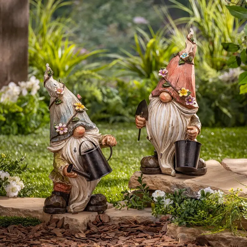 2 Pieces Resin Garden Gnome Set