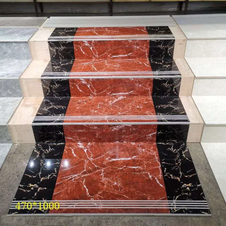 foshan 470x1200 anti slip rustic red brown porcelain stairs staircase step polished glazed ceramic tile for villa