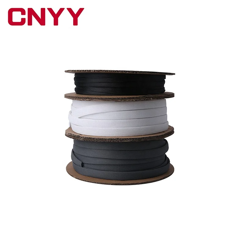 10MM Black Braided PET Expandable Cable Sleeve High Quality Multifilament Expandable Braided Sleeve