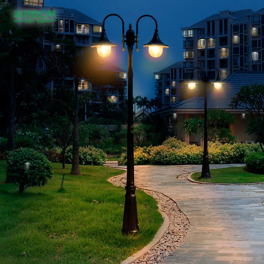 American Simple Design Decorative Street Post Lamp Traditional Decorative Vintage E27 Aluminum Garden Pole Light