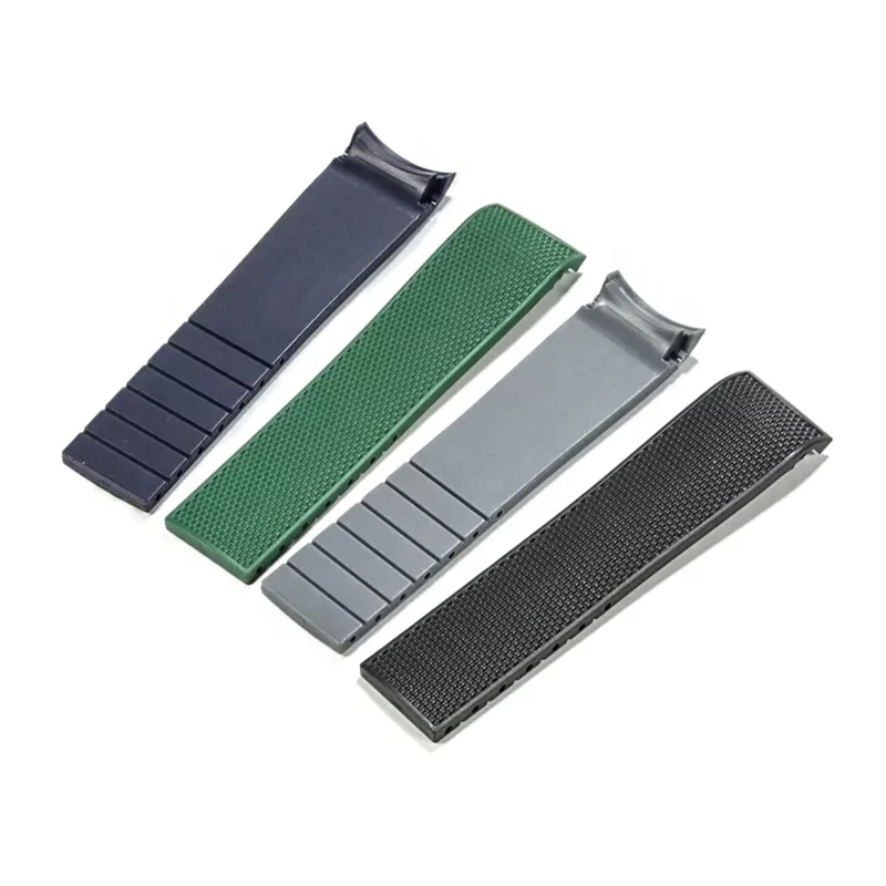 Luxury soft black green blue grey deployment 21mm silicone watch band for conquest longines diver rubber strap