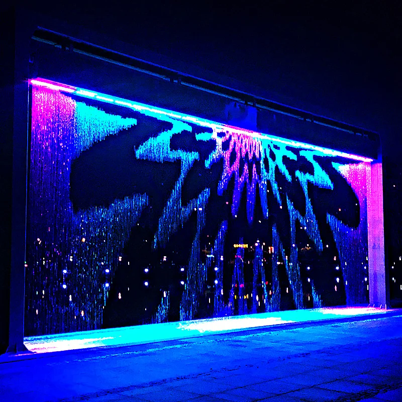 Artificial Waterfall Fountain Outdoor For Hotel Digital Water Curtain Advertising Applications Water Fountain For Restaurant