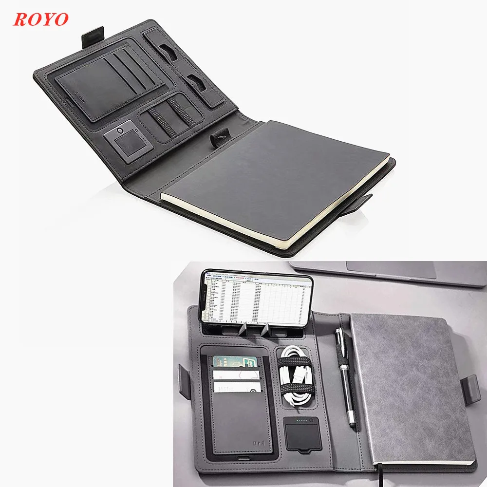 Power Bank notebook wireless charger notebook diary with power bank and usb flash drive luxury digital notebook custom