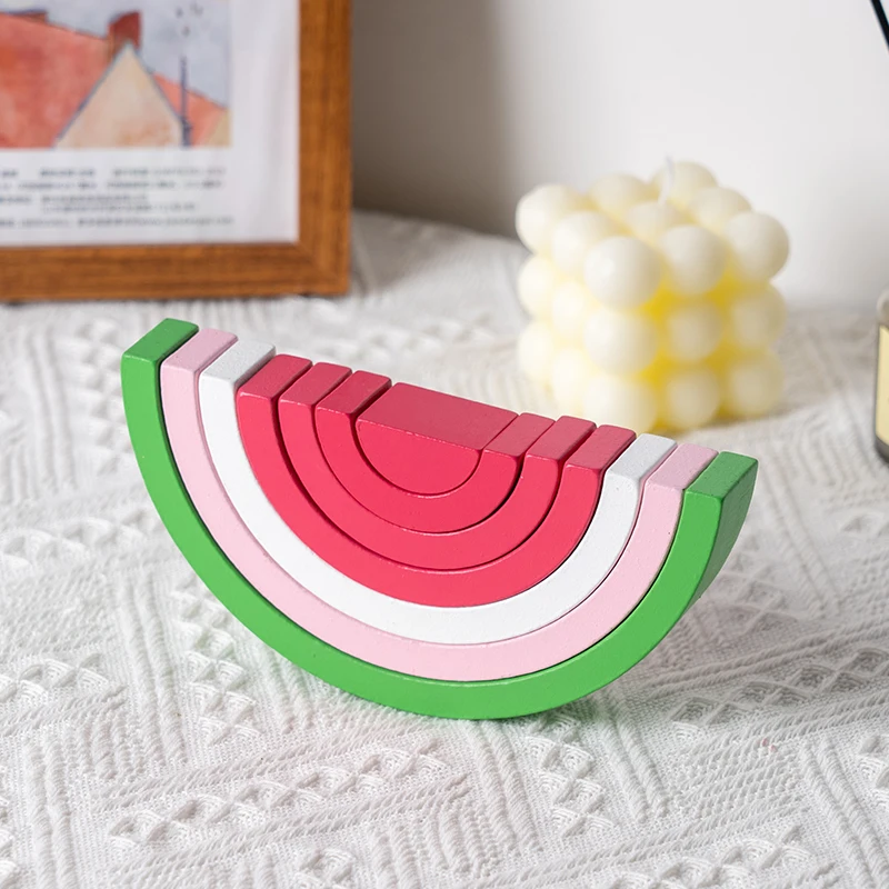 Montessori Educational Toys Rainbow Stacker 6 Pcs Wooden Rainbow Blocks Wooden Toys Montessori Early Education Stacking Toys