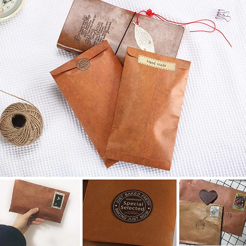 Vintage Stationary Paper Kraft Envelopes Set with Seal Stickers 64pcs Writing Stationery Papers Letter Envelope