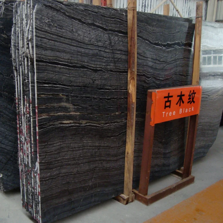 Мраморная плита черного дерева Bookmatch