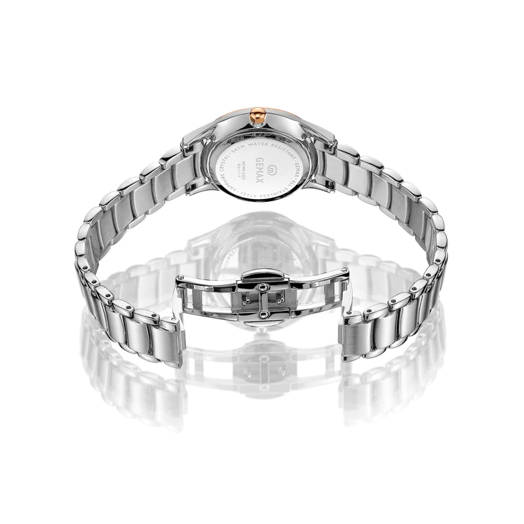 Luxury moissanite diamond gift set watch high quality stainless steel rose gold watch dress watch for lady