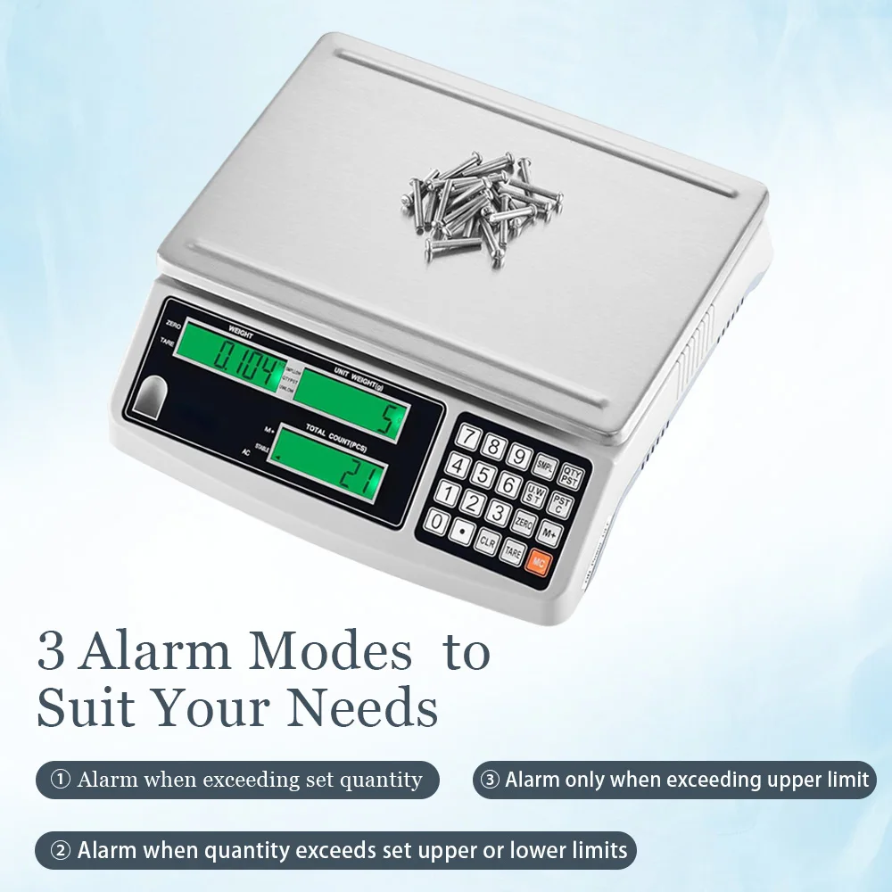 CX-ACS30 30kg Digital Industrial Counting Scale, 1g Precision, g/kg/lb, 3 LCDs for Parts, Coins, Jewelry & Kitchen Inventory