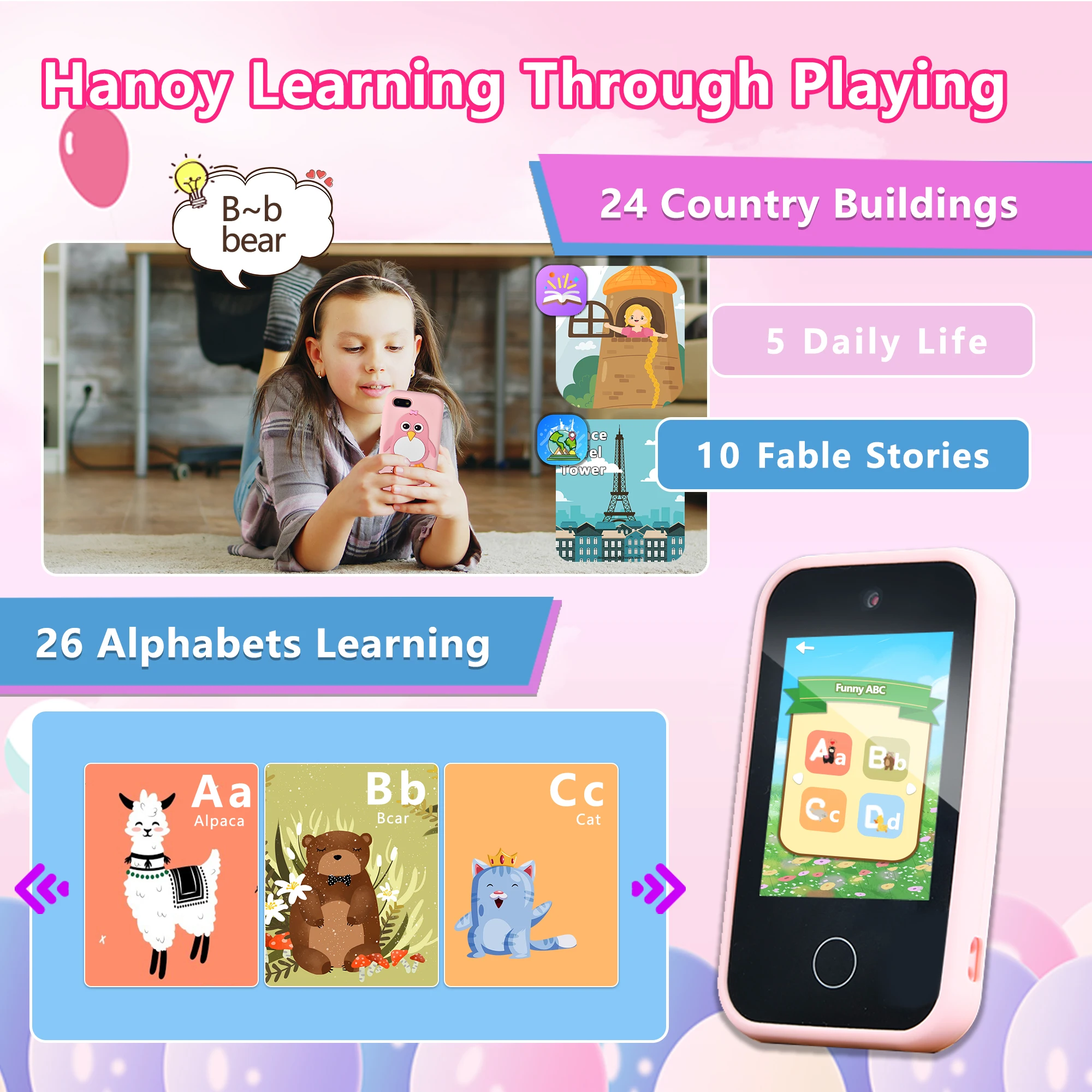 Kids Smart Phone Electrical Mobile Smart Cell Phone Kids Toy Photo Video Music Games Learning Toy Phone