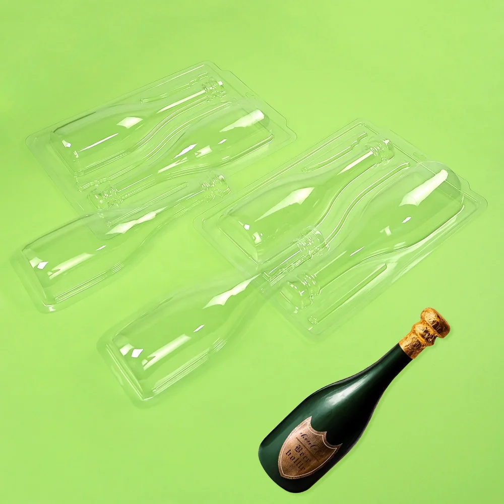 XJH 4-piece Champagne Beer Wine Bottle Chocolate Candy Baking Pastry Cake Decorating Tools Custom Clear Plastic Chocolate Mold