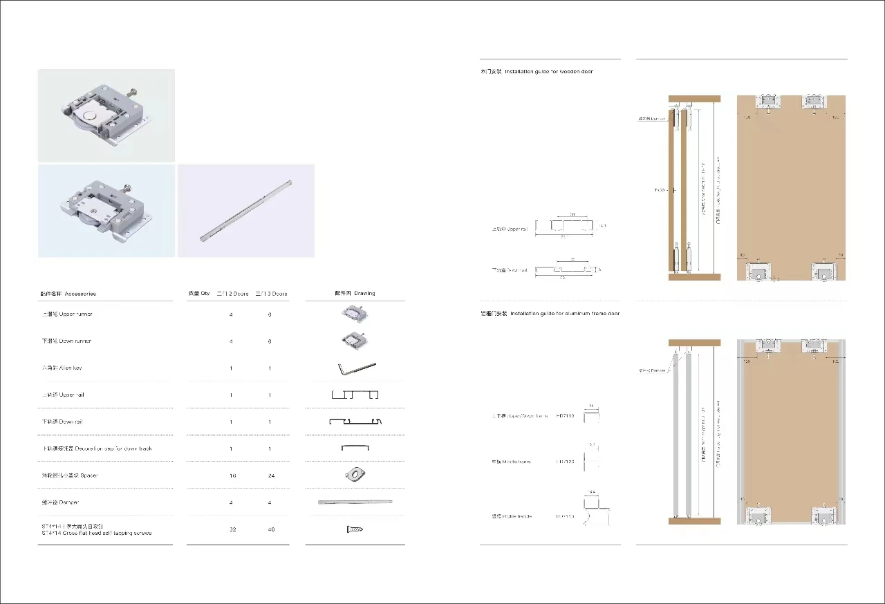 Double Track Wooden Door Roller Wheel for Sliding Gate Furniture Fitting Cabinet Wardrobe Sliding Door Roller