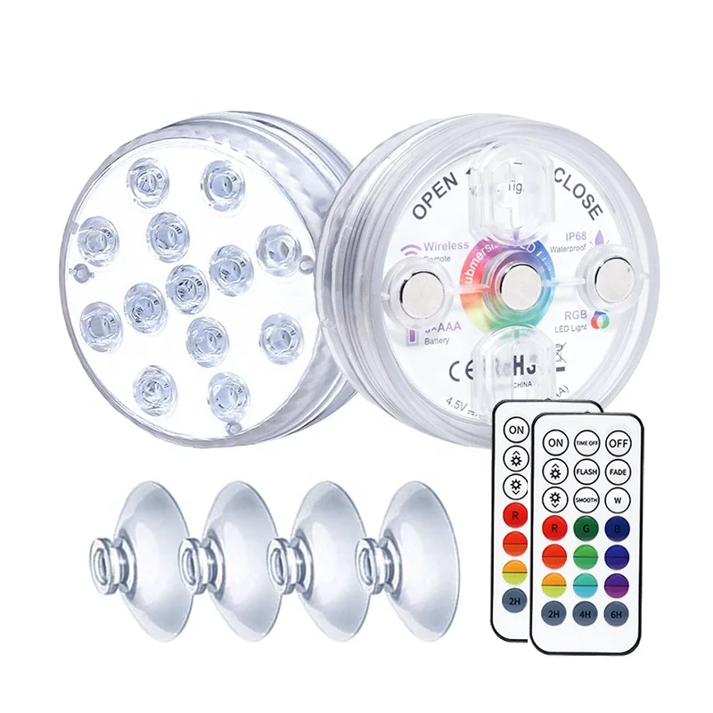  Battery Under Water Ip68 Waterproof Suction Cup Swimming Pool Light Led Underwater Submersible Remote