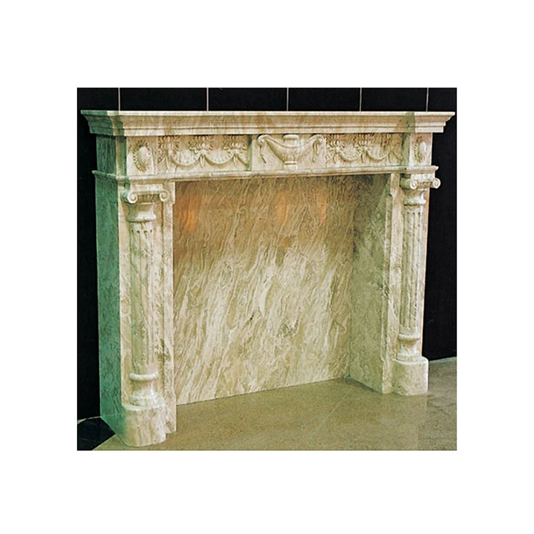 Decorative Hand Carved Marble Fireplace Surround Natural Marble Stone Fireplace Mantle
