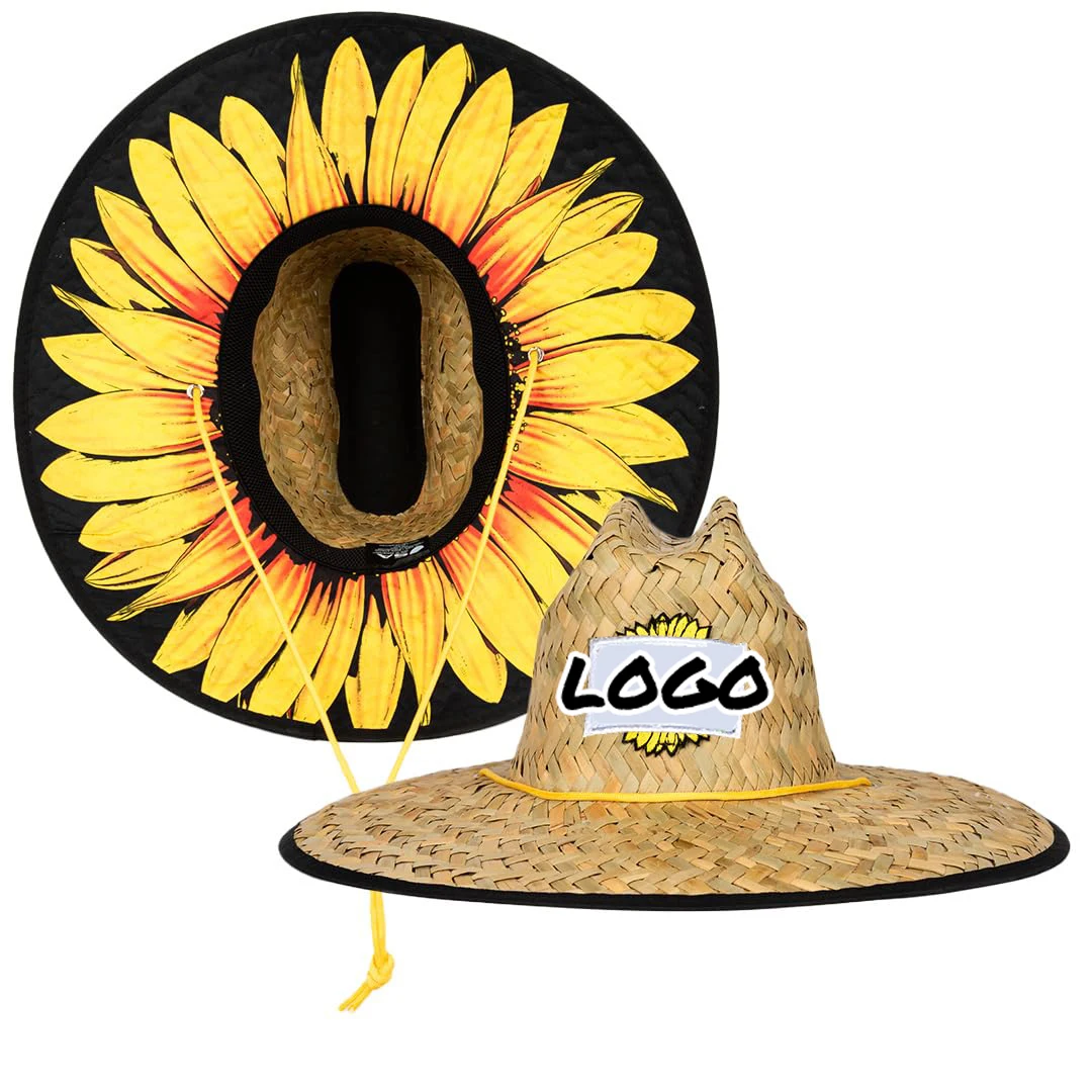 Custom Patches Quality Men Woman Summer Beach Surf Hats Chapeau De Paille Homme Lifeguard Mexican Straw Hat