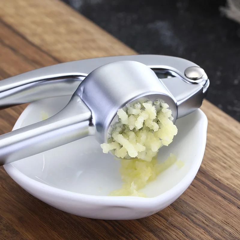 Hot Sale Home Gadgets Vegetable Tool Easy Clean Stainless Steel Garlic Crusher Masher Household Kitchen Garlic Press