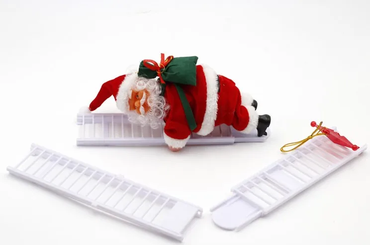 Santa Claus Climbing Ladder Jingle Bells Electric Toy Christmas Decoration Kids Gift