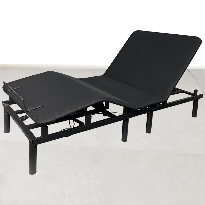 Comfort black Upholstered Electric Adjustable Bed Base with USB Ports-Ergonomic Wireless Remote