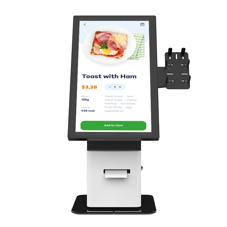 Desktop pos kiosk touchscreen 21.5 inch automatic self payment machine food ordering kiosks with printer