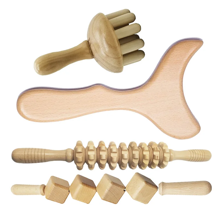 Accessories Maderotherapy Anti Cellulite Massage Set Wooden Roller Lymphatic Drainage Tool