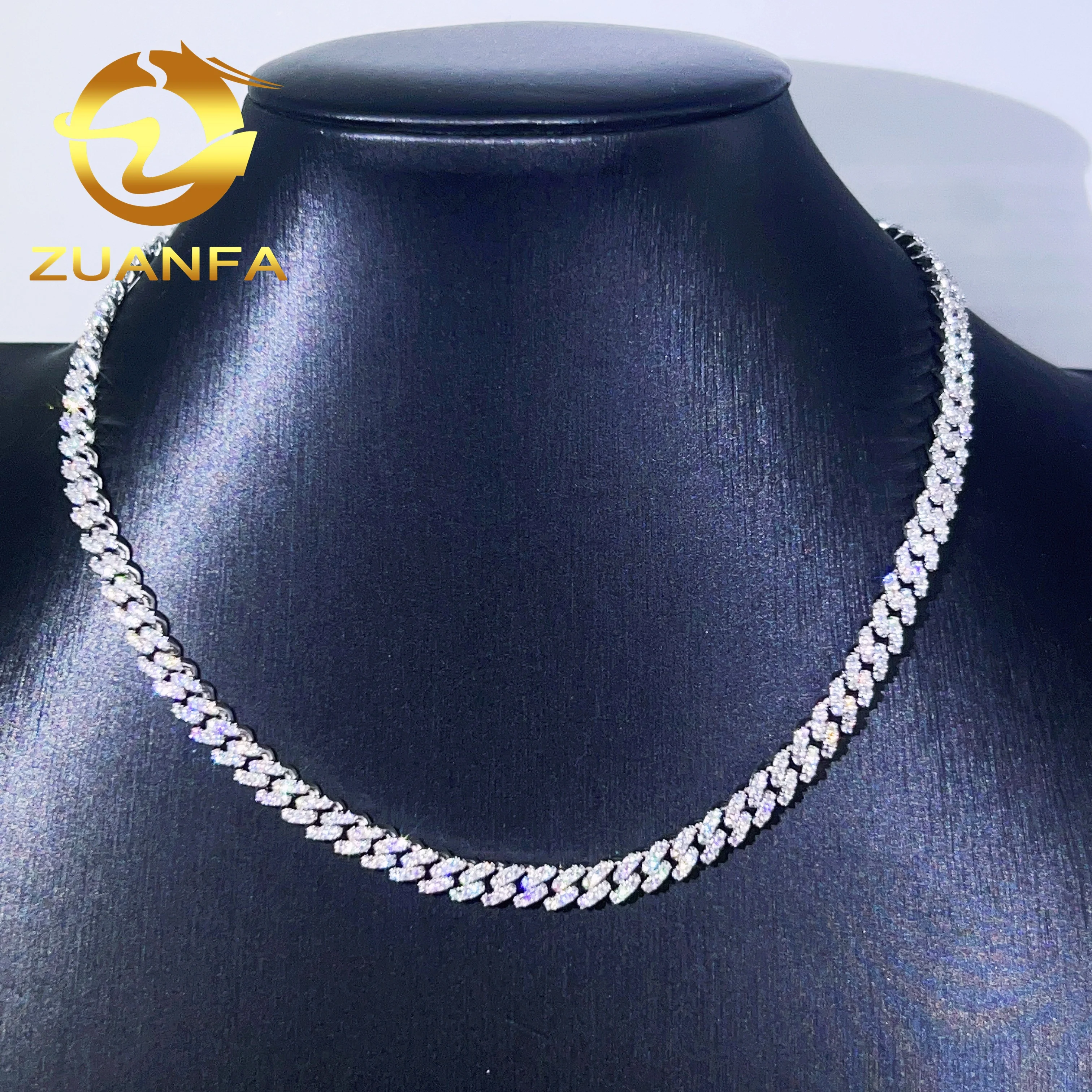 Hot sale 6mm 8mm 10mm pass diamond tester 925 sterling silver hip hop iced out vvs moissanite diamond cuban link chain 14K gold