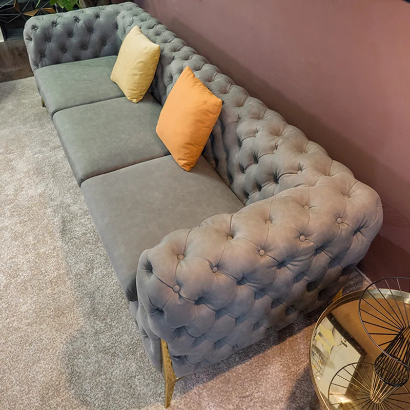 Modern and Simple Post-modern Light Luxury Leather Sofa Large Apartment Living Room Three-person Italian Pull