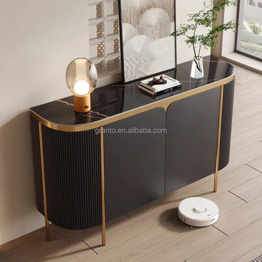 Customized color living room side table home use furniture black color side cabinet wood frame dining room storage table