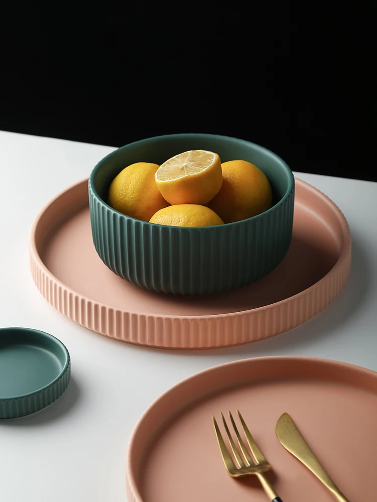 Wholesale Ceramic Dish Bowl Plate Dinnerware Set Nordic Style Home Hotel Restaurant Plate Dish Cutlery Set