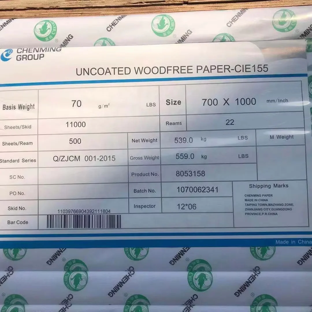 chen ming yunjing woodfree offset paper 50-120gsm china CM factory selling low price