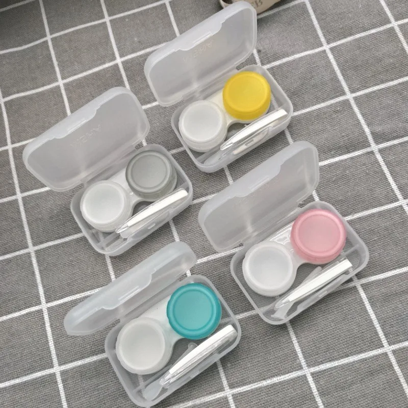 many types PP plastic Portable empty contact lenses box Cute colored contact lens case
