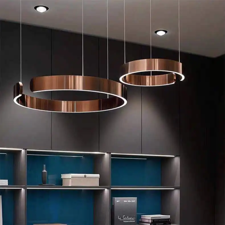 LED Ring Circle Pendant modern stainless steel ring chandelier for ding room restaurant