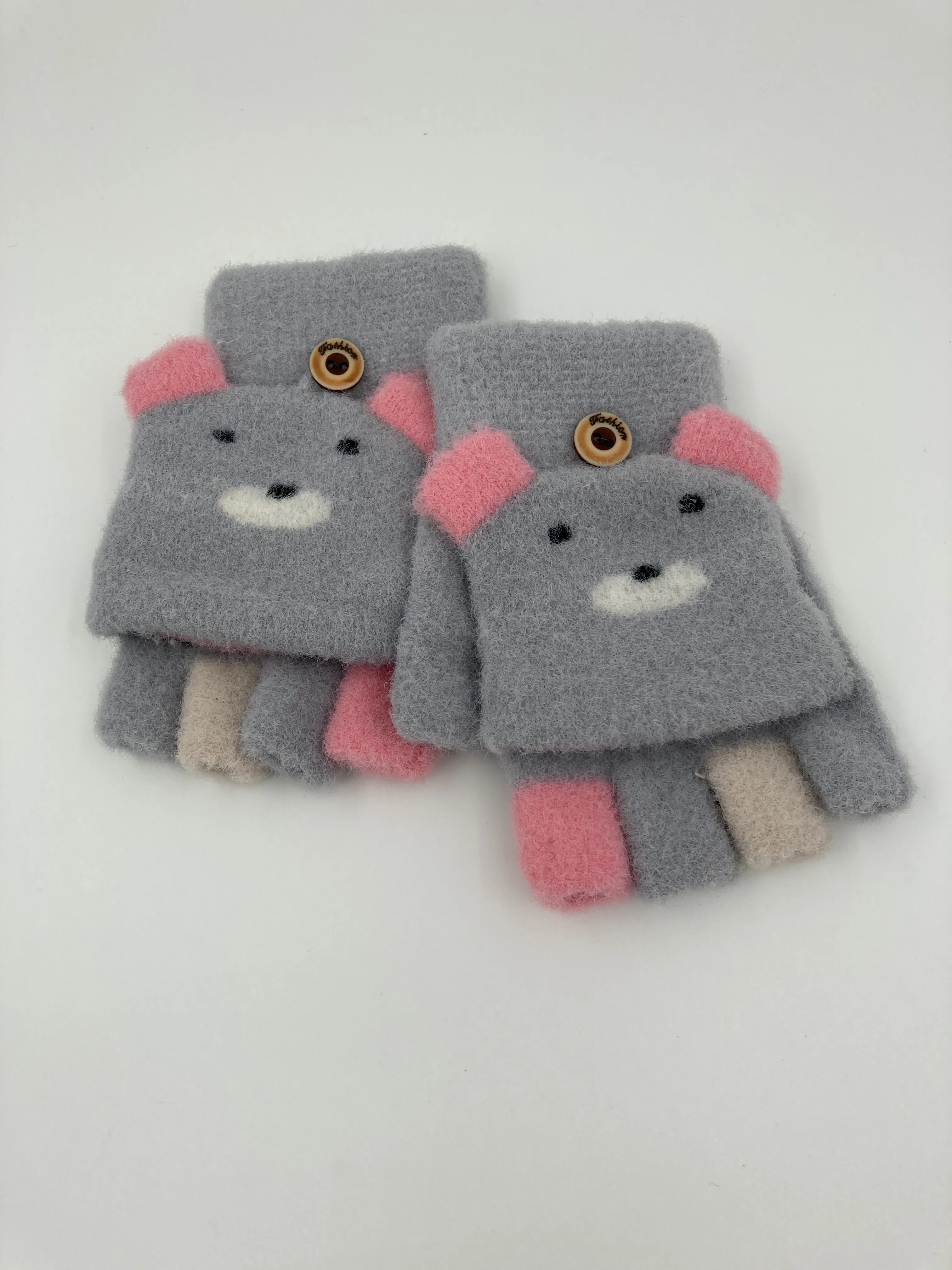 Custom Cute Design Finger Knitted Warm Winter  Gloves/Children Knitted Mittens