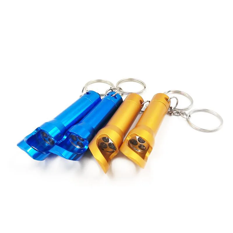 Custom Logo Aluminum Alloy 3 in 1 Multifunctional LED Torch Bottle Opener Custom LED Flashlight  Keychain for Promotional Gifts
