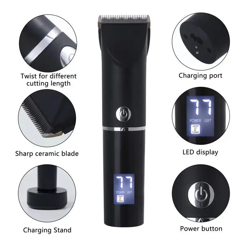 Professional Waterproof Cordless Electric Cutter Body Face Hair Clipper with LCD display