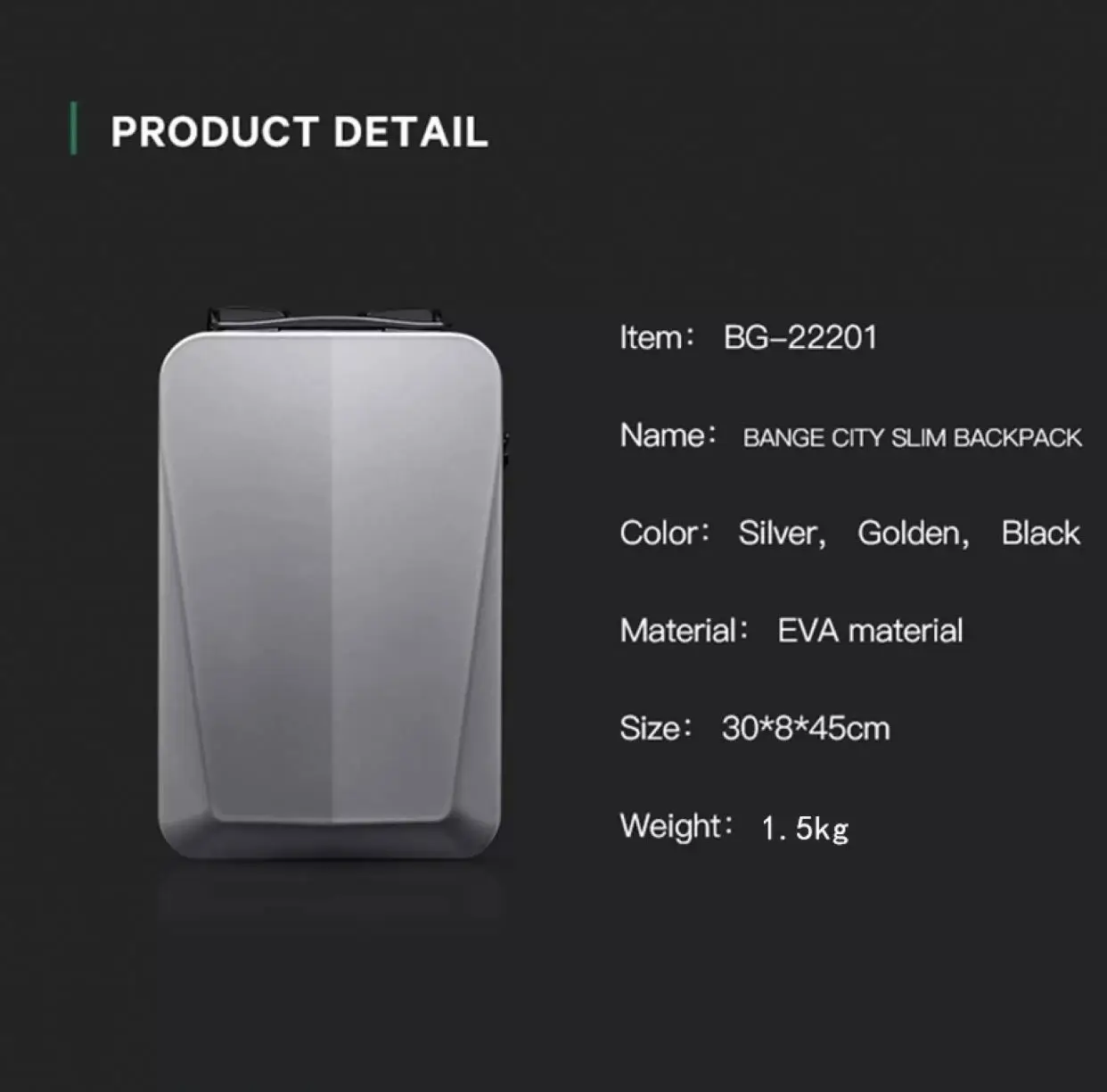 EVA Men Hard Shell Business Backpack Waterproof Anti- Theft Laptop Backpack With USB Charging Port TSA Lock