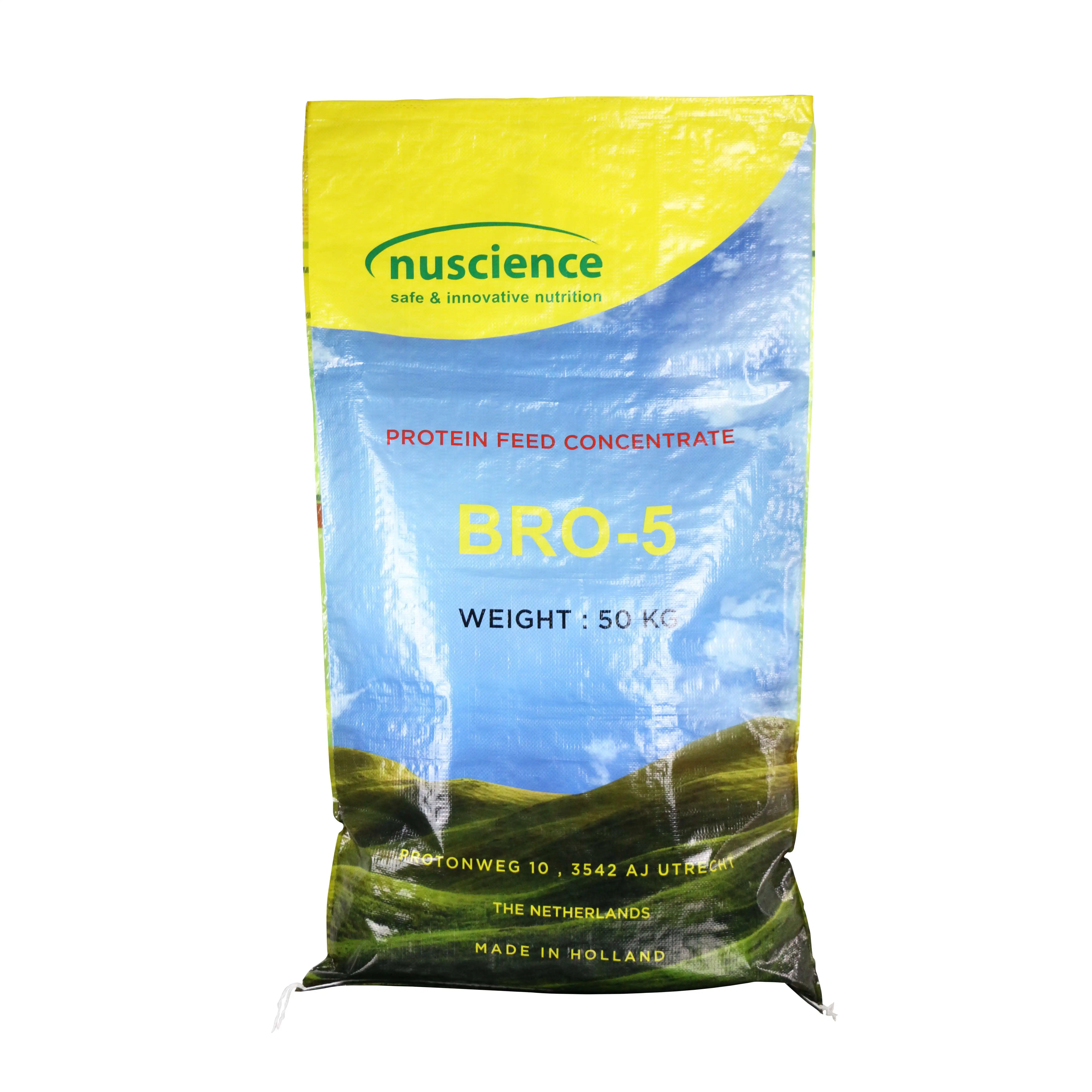 Custom Animal Feed Bag Wholesale 25kg 50kg  Cattle Pig Fish  Used Laminated Film High Quality Best Pp Woven Bag Sacks