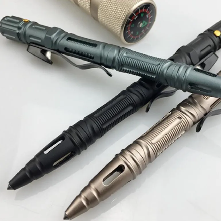 Многофункциональная шариковая ручка со светодиодным фонариком, инструмент для кемпинга на открытом воздухе, тактическая ручка для самообороны