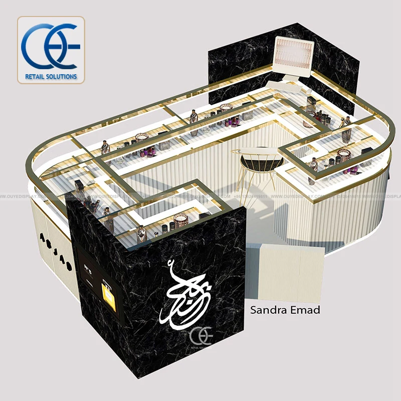 China Manufacture Customized Shopping Mall Kiosk Perfume And Perfume Display Cabinet Perfume Showroom Design