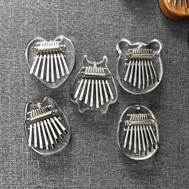 Customize wholesale price multiple patterns portable 8 keys mini wooden acrylic kalimba thumb piano