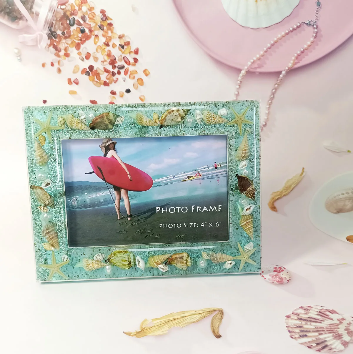 4x6 Acrylic Picture Frame Blue Ocean Breeze Seashells Office Home Decoration 6x4 4x6 Photo Frame