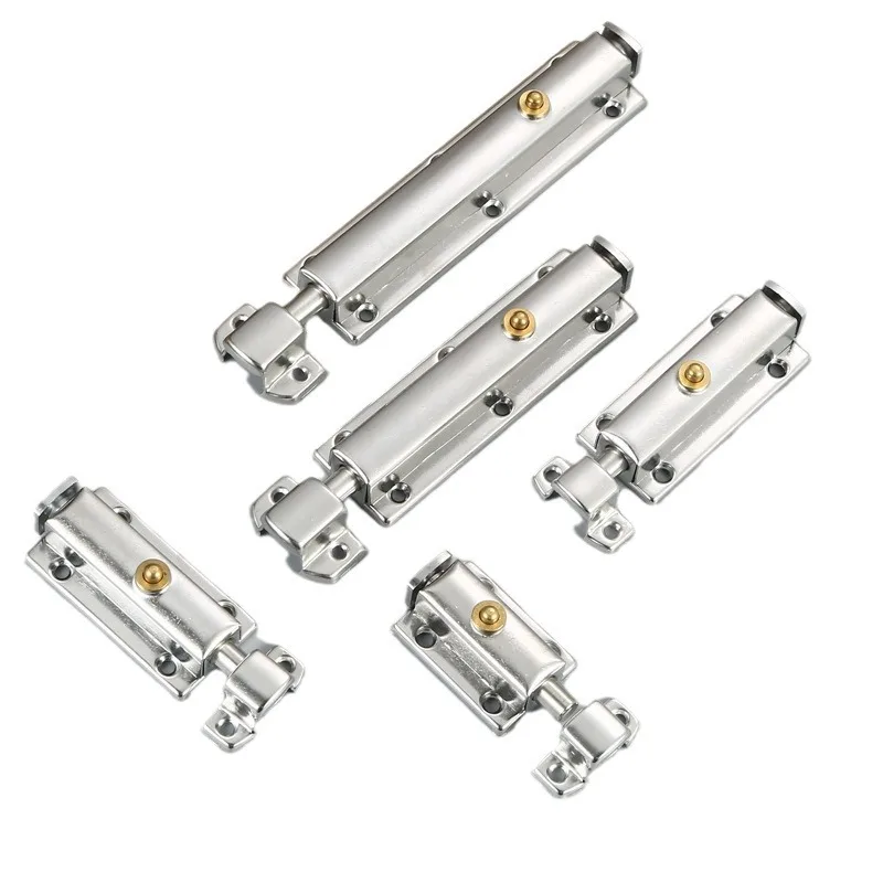 Modern Design 3 Inch 2 Pack Barrel Thickened Stainless Steel Brushed Finish Sliding Bolt Latch Lock with 12 pcs Screws