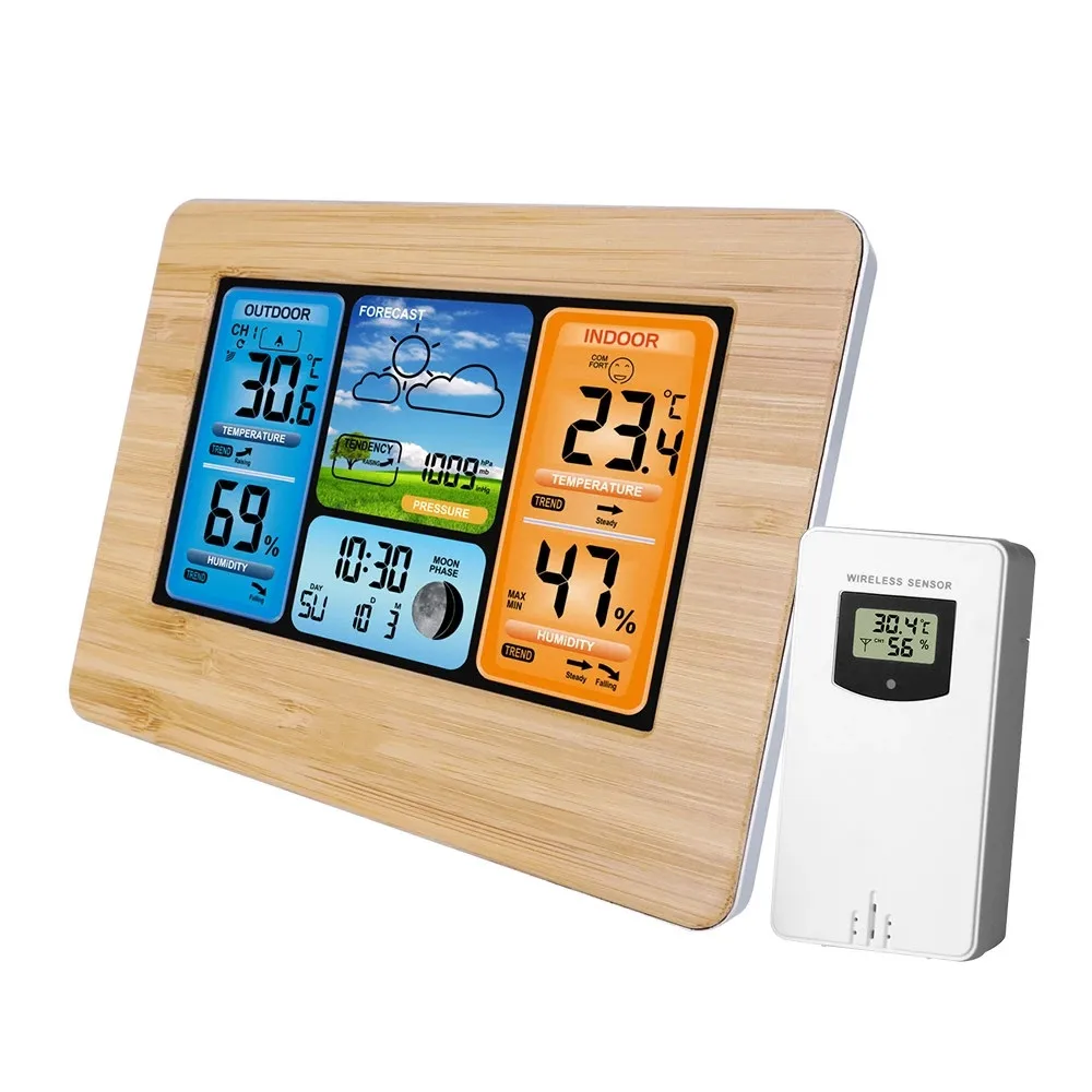 Wireless Weather Station Indoor Outdoor Digital Thermometer Temperature Clock