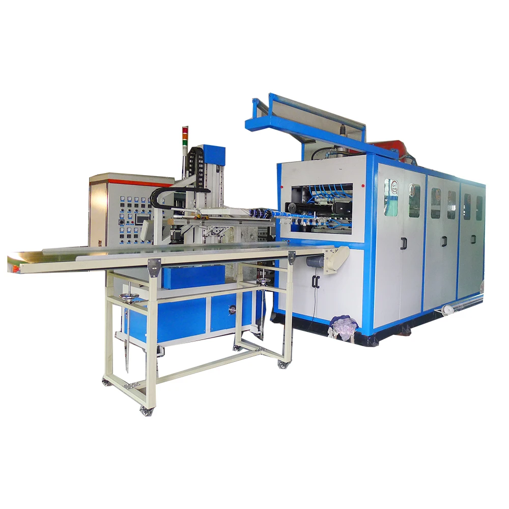 Hydraulic Press Plastic Flower Pot Molding Making Thermoforming Machine With Heating, Forming, Cutting And Stacking Into One