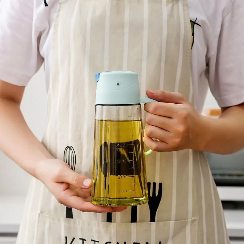 2024 New Household Automatic Opening And Closing Clear Glass Oilcan Soy Sauce Vinegar Leak-proof 630ML Oil Bottle With Lid